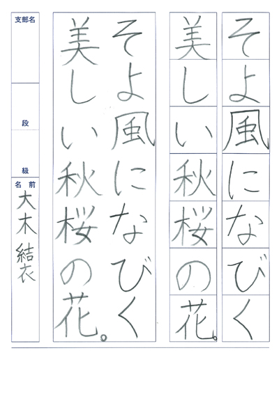 大木結衣2019全国書道コンクール作品画像