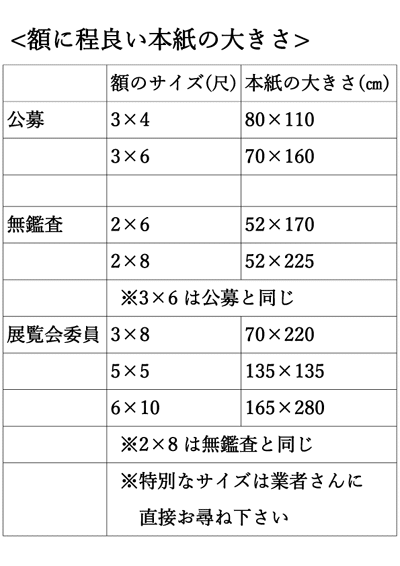 額に程良い紙の大きさサイズ