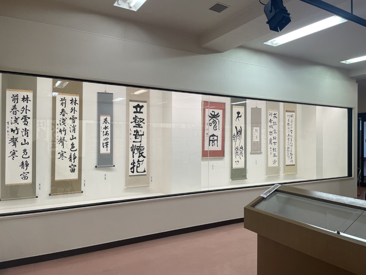 2023年令和5年第3回雄山書院展千葉鴨川市郷土資料館滝口蘭邦滝口雄山条幅篆刻消しゴムハンコタンブラー一字書ペン字毛筆漢字色紙箸袋書道