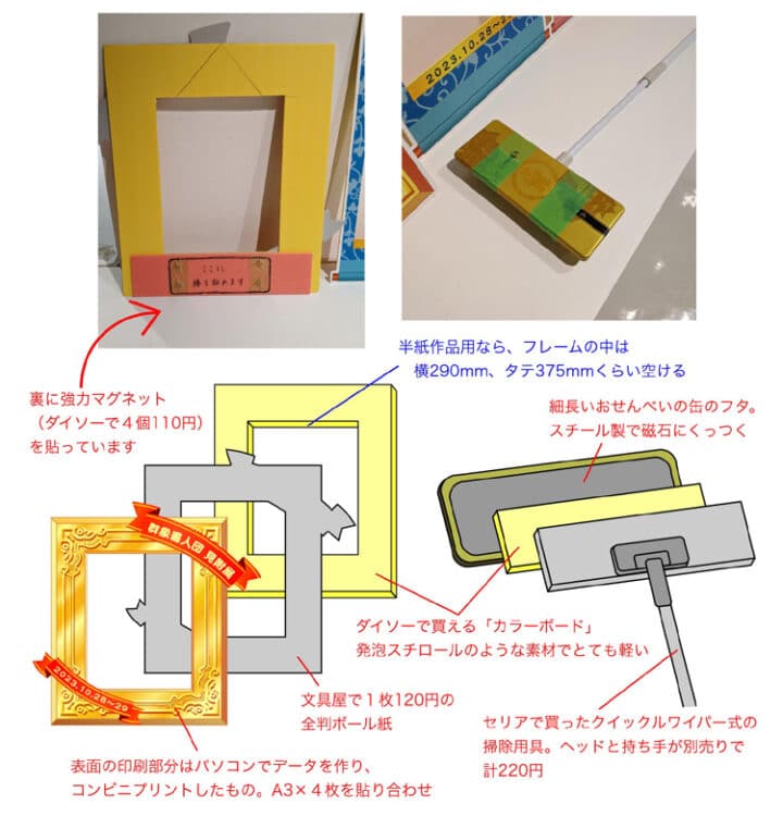 群象書人団見附展&写真撮影用フレームの作り方新潟県見附市土屋彩明長谷川陽幸書道教室習字ギャラリーみつけ堀天鶴一字書全書芸